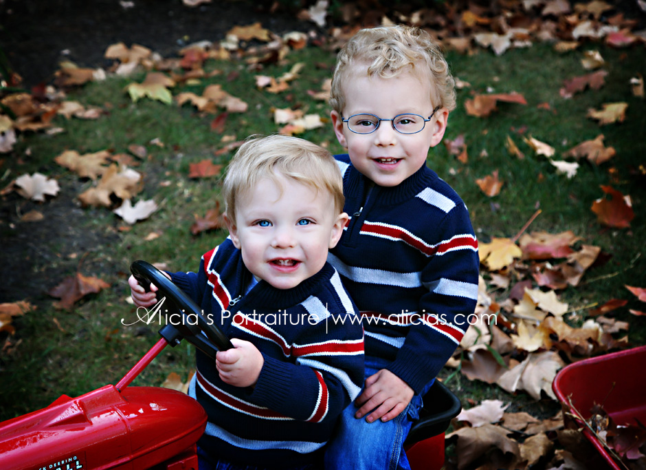 Naperville Chicago Children's Photography...Tractors and Leaves