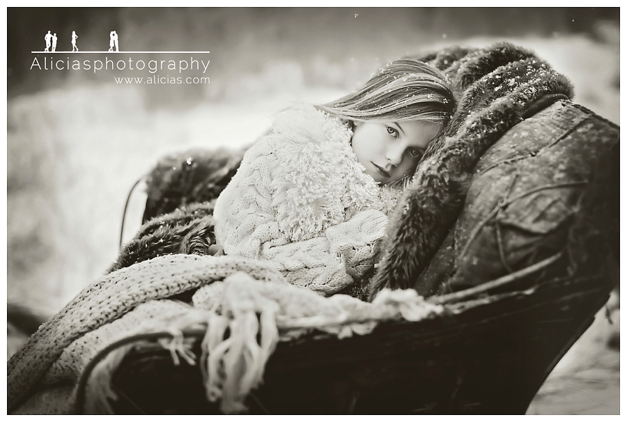 Alicia's Photography shoots outdoor with vintage sleigh