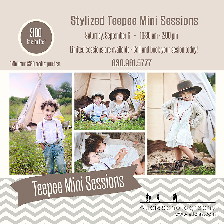 Teepee mini sessions chicago naperville childrens photographer